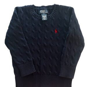 Kids Polo Ralph Lauren Navy Cable Knit Sweater Size 5 100% Cotton